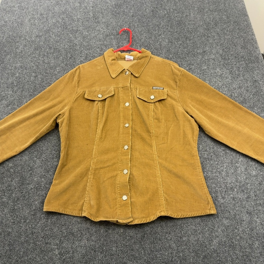 Vintage Watch LA Shirt Jacket Womens 2XL Tan Corduroy Button Up Workwear 90s